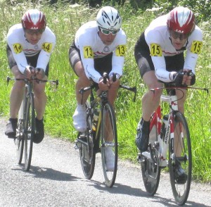 Steve Gooch, Barry Goodsel and Nick Wilson riding to tenth place